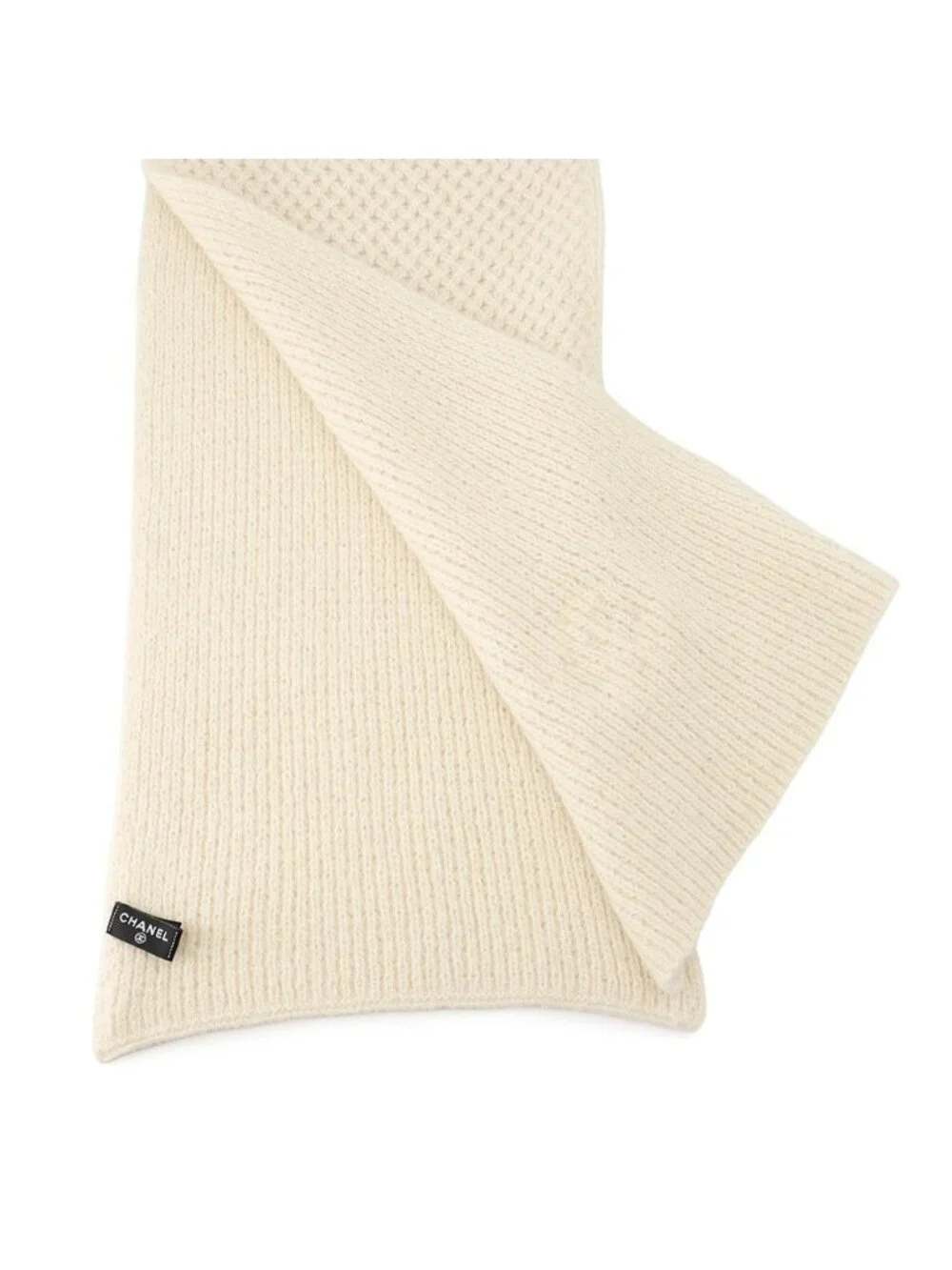 Chanel Scarf CC Logo Cashmere Silk Shawl White